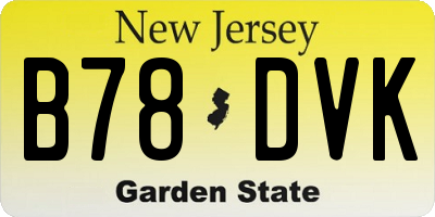 NJ license plate B78DVK