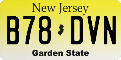 NJ license plate B78DVN