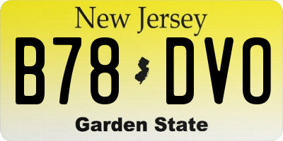 NJ license plate B78DVO