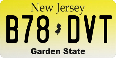 NJ license plate B78DVT