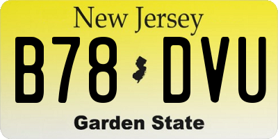NJ license plate B78DVU