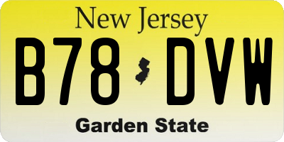 NJ license plate B78DVW