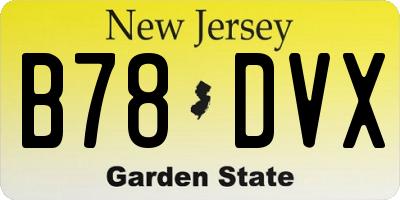 NJ license plate B78DVX
