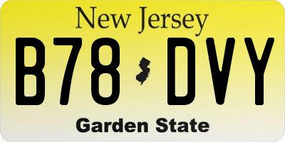 NJ license plate B78DVY