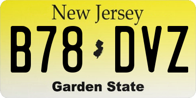 NJ license plate B78DVZ