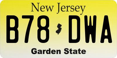 NJ license plate B78DWA