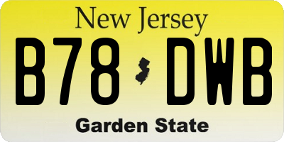 NJ license plate B78DWB