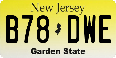 NJ license plate B78DWE