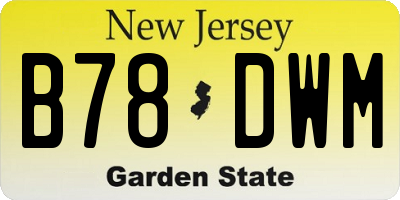 NJ license plate B78DWM