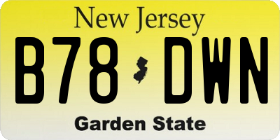 NJ license plate B78DWN
