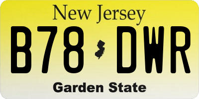 NJ license plate B78DWR