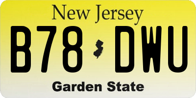 NJ license plate B78DWU