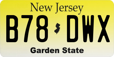 NJ license plate B78DWX