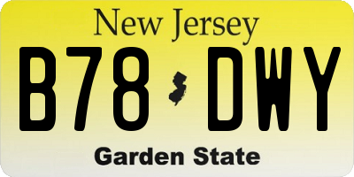 NJ license plate B78DWY