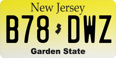NJ license plate B78DWZ