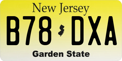 NJ license plate B78DXA