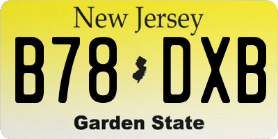 NJ license plate B78DXB