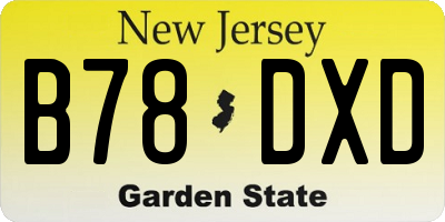NJ license plate B78DXD