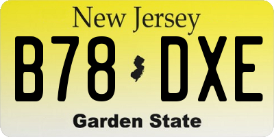 NJ license plate B78DXE