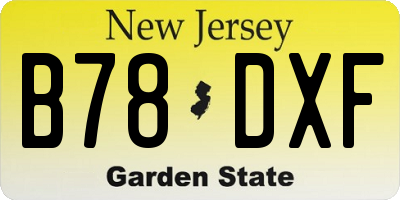 NJ license plate B78DXF