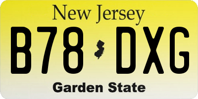 NJ license plate B78DXG