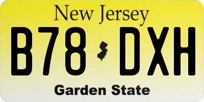NJ license plate B78DXH