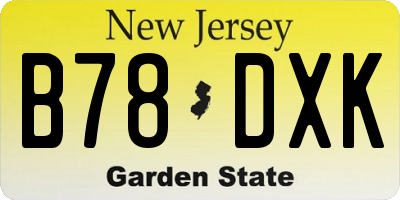 NJ license plate B78DXK