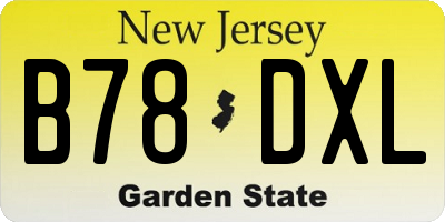 NJ license plate B78DXL