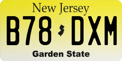 NJ license plate B78DXM