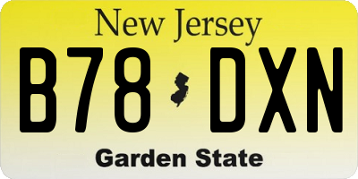NJ license plate B78DXN