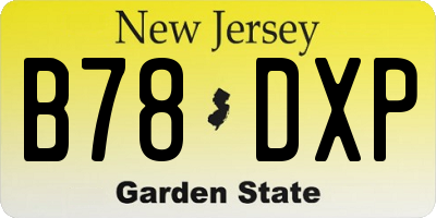 NJ license plate B78DXP