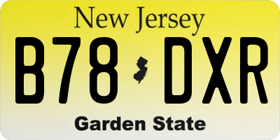 NJ license plate B78DXR