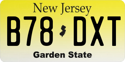 NJ license plate B78DXT