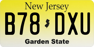 NJ license plate B78DXU