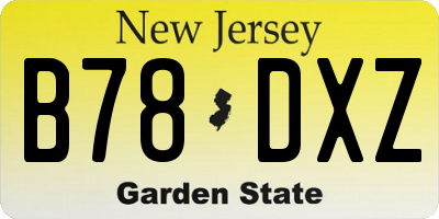 NJ license plate B78DXZ