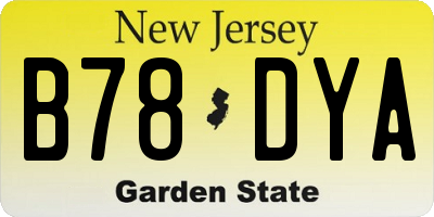 NJ license plate B78DYA