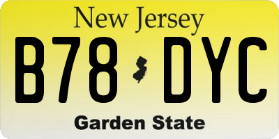 NJ license plate B78DYC