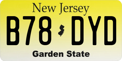 NJ license plate B78DYD