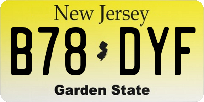 NJ license plate B78DYF