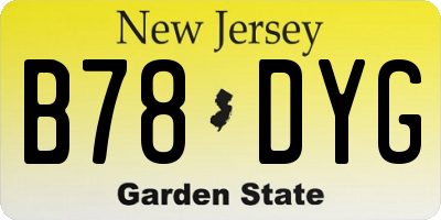NJ license plate B78DYG
