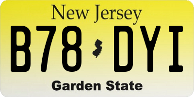 NJ license plate B78DYI
