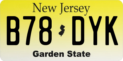 NJ license plate B78DYK