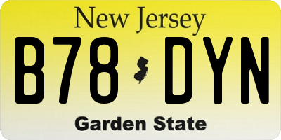 NJ license plate B78DYN