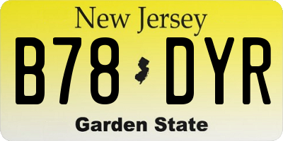 NJ license plate B78DYR