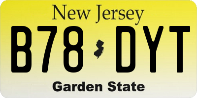 NJ license plate B78DYT