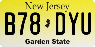 NJ license plate B78DYU