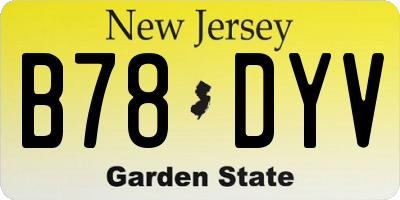 NJ license plate B78DYV