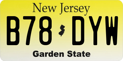 NJ license plate B78DYW