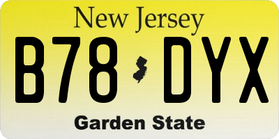 NJ license plate B78DYX