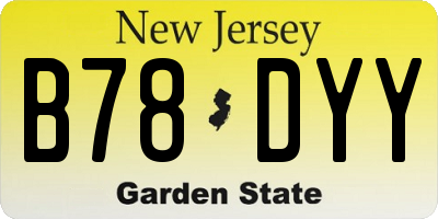 NJ license plate B78DYY